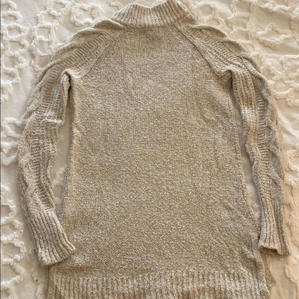Cable-Knit Mock Neck Tunic Sweater - Picture 4 of 4
